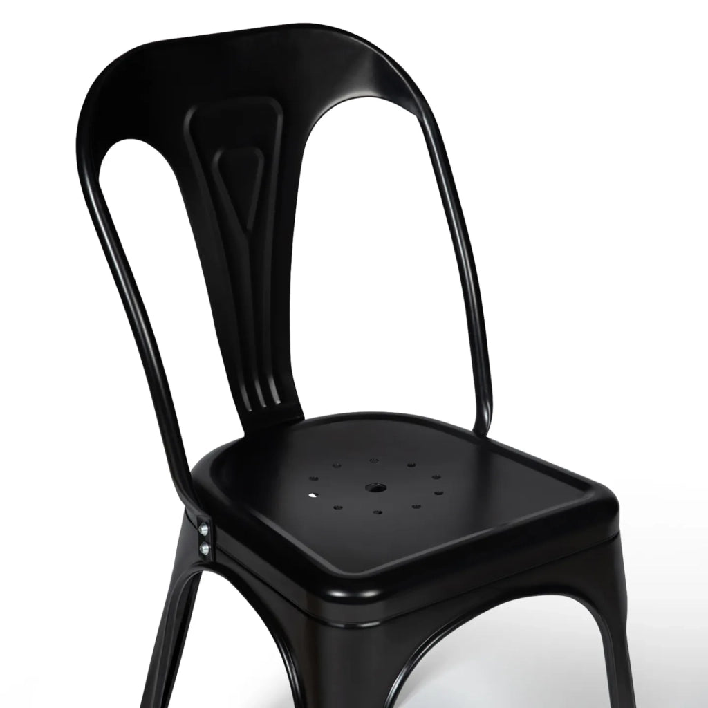 IDMarket - Set di 2 sedie da pranzo in metallo nero mate impilabile LENY