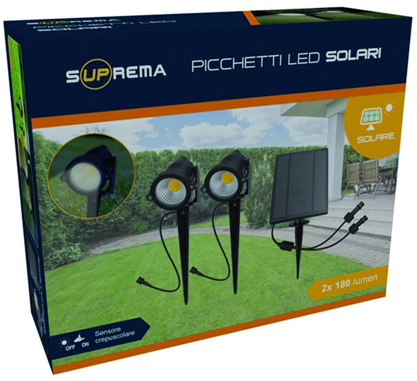 Suprema SET 2 PICCHETTI SOLARI, 2x3 watt, 2x180 lumen, luce naturale