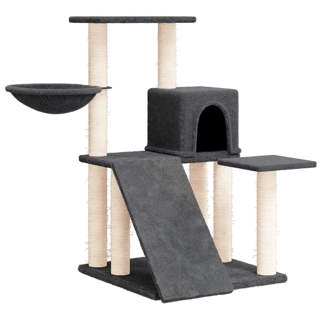 Albero per Gatti con Tiragraffi in Sisal Grigio Scuro 82 cm CFW6864304