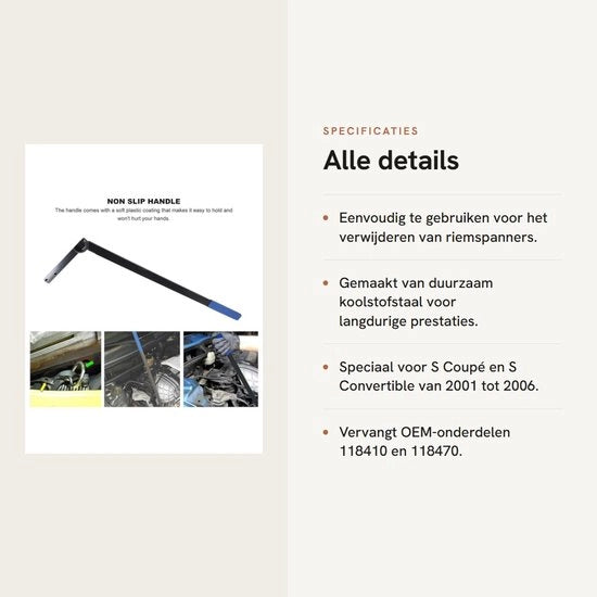 Strumento di rimozione cinghia - Verricello per motori W11 - Manubrio antiscivolo - Acciaio inossidabile - Facile da utilizzare - Incluso chiodo di bloccaggio - Rimozione cinghia