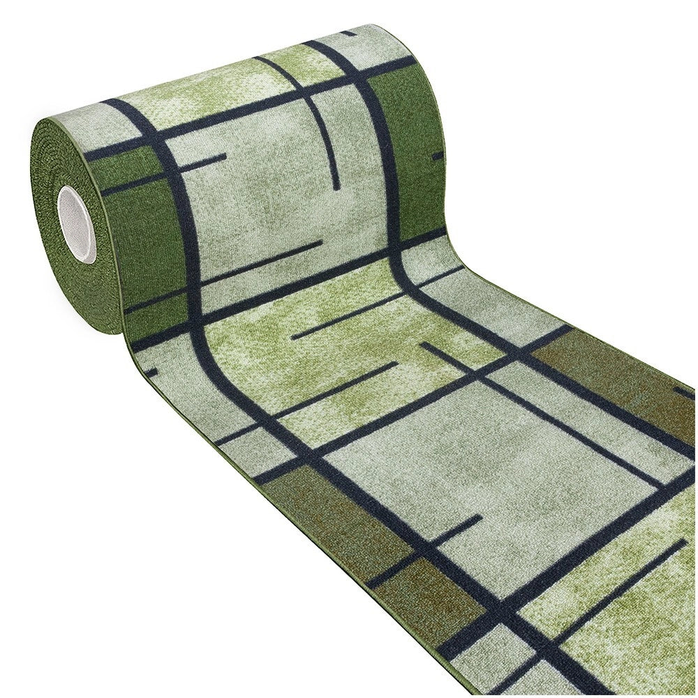Tappeto Cucina Bordato Antiscivolo 57x140 Cm Moderno Passatoia Colori Accesi Marmorizzato Verde