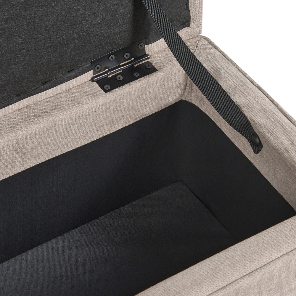 Panca da ingresso con contenitore gambe in legno di pioppo in tessuto facile da pulire beige piano ribaltabile stile moderno