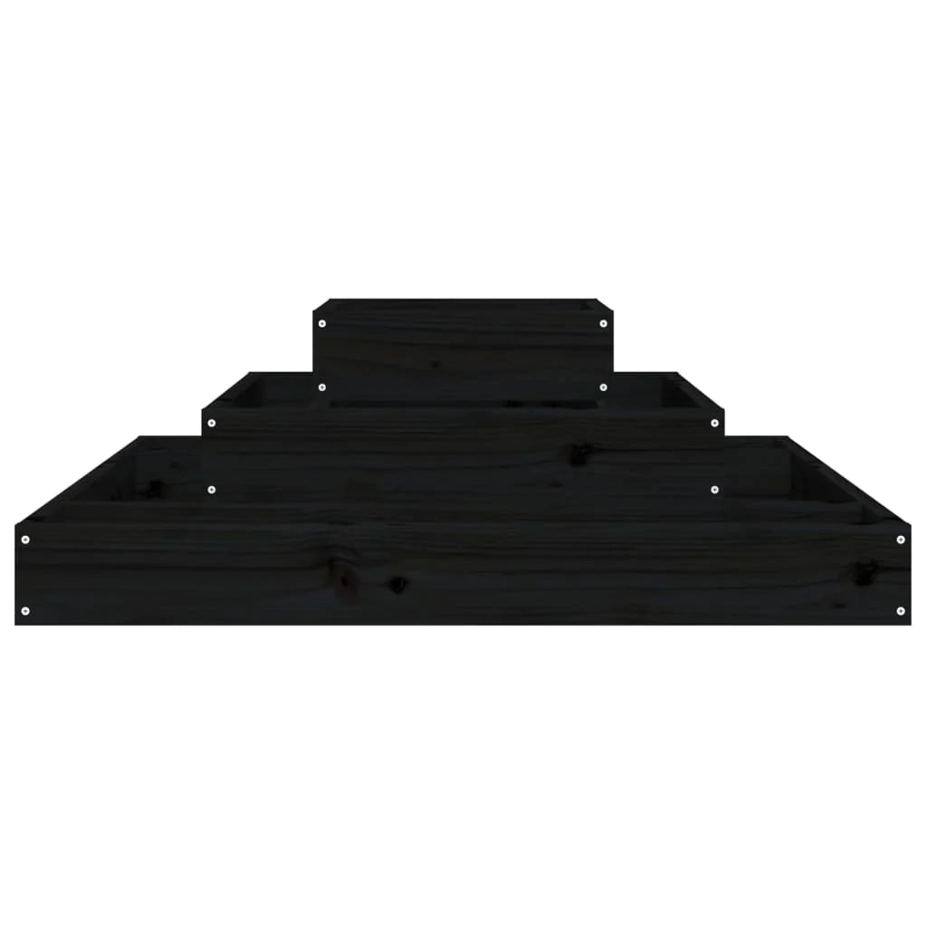 Fioriera rialzata per piante fiori terrazza giardino 80 x 80 x 27 cm legno massello di pino nero 02_0037906