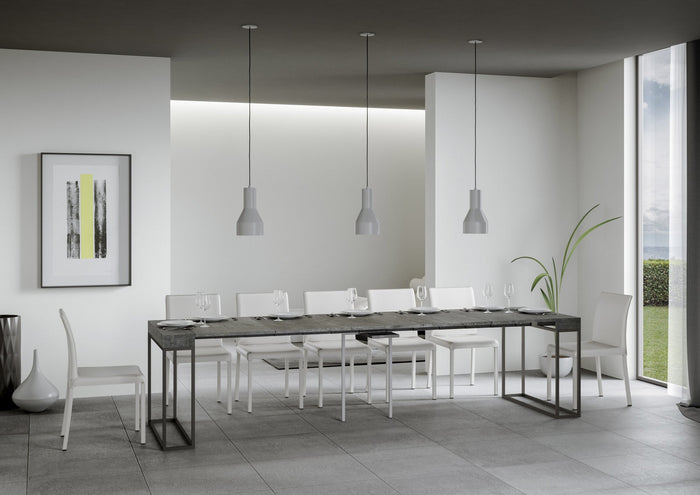 Consolle Allungabile in Legno e Ferro H77x40x90/300cm Epoca Cemento Classica