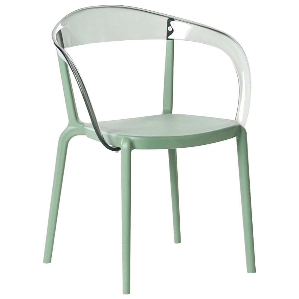 Set di 4 sedie da giardino verde Materiale sintetico Plastica Interno Esterno Giardino con braccioli Sala da pranzo Stile moderno minimalista