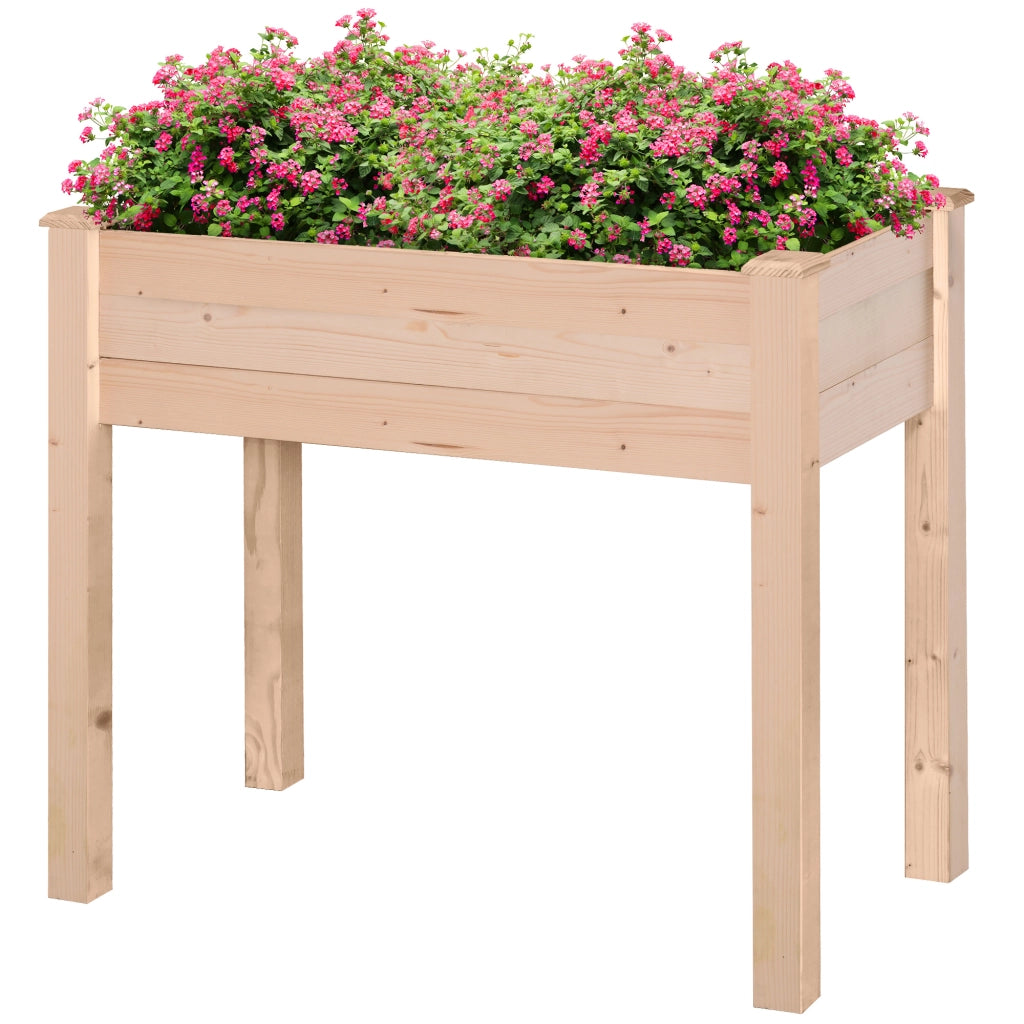 Fioriera rialzata in legno naturale ¨C Xylo ¨C 86x46x76 cm con tessuto drenante