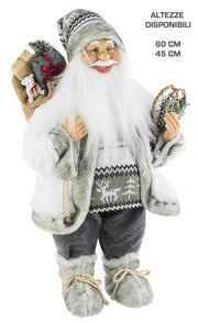 Pupazzo Babbo Natale Holly Argento in Piedi Statuetta Decorazione Natalizia Dimensioni: H 30 cm