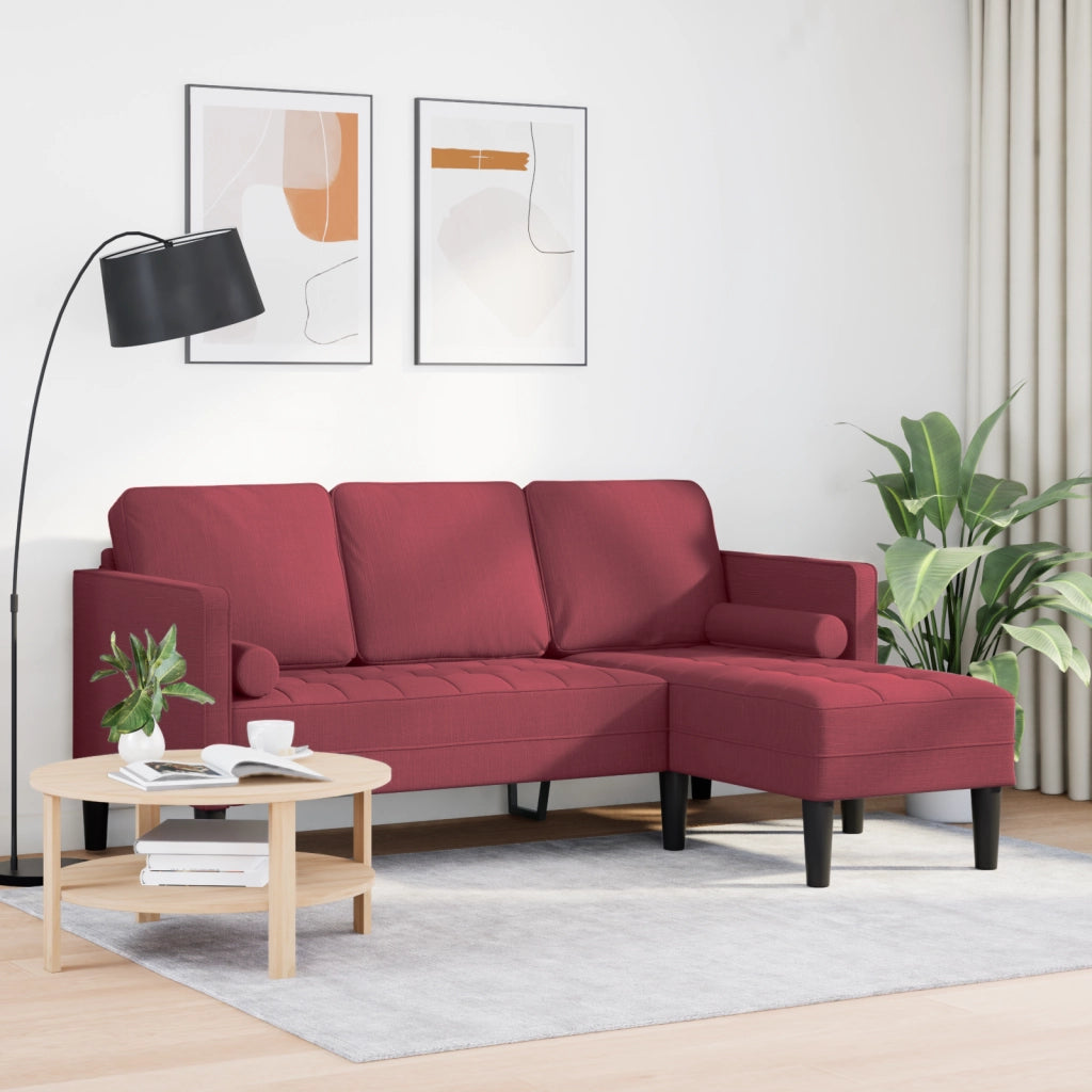 Divano L-Shaped a 3 posti Wine Red 160 cm in tessuto