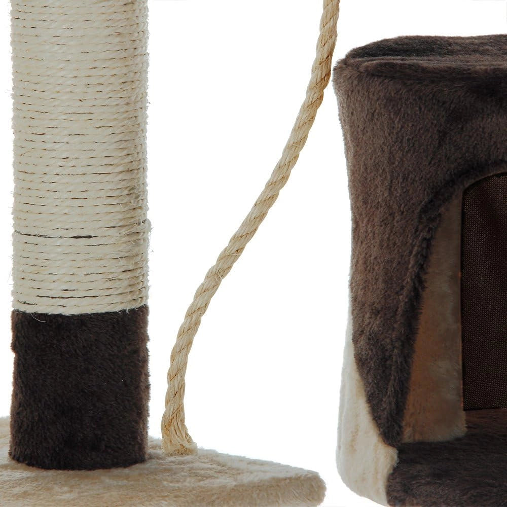 Deuba CADOCA Albero Tiragraffi 112 cm 3 Piattaforme 1 Cuccia per Gatti 2 Palline 1 Corda da Gioco Affila Unghie Gatto