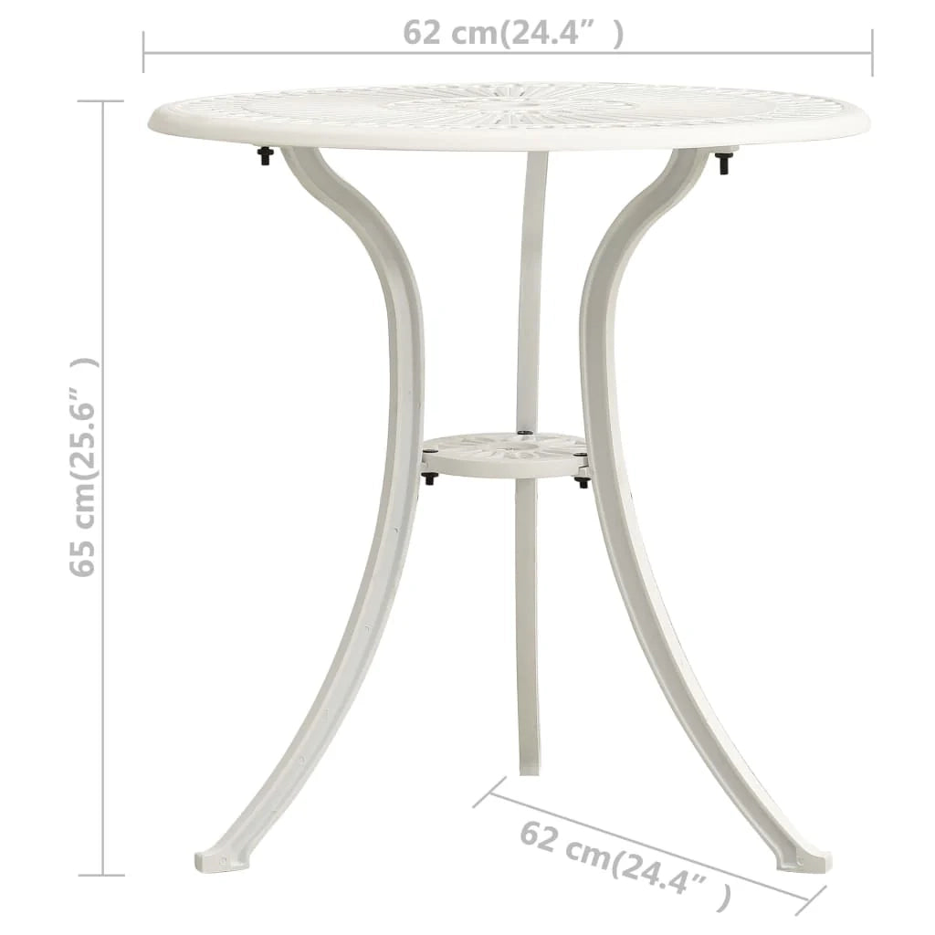 Set da giardino bistrot mobili da giardino per esterno 3 pezzi in fusione di alluminio bianco 02_0013500
