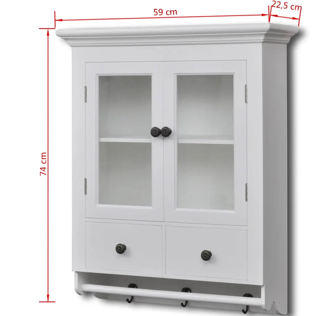 Pensile da Cucina-Mobile Cucina da Parete in Legno con Anta in Vetro