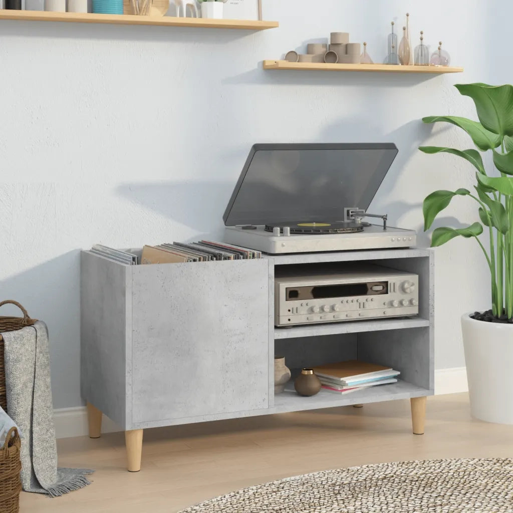 Mobile Porta Dischi Grigio Cemento 84,5x38x48 Legno Multistratocod mxl 103493