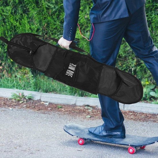Zaino Skateboard - Borsa per Skateboard 31/32 Pollici - Cinturino Regolabile - Tasca Interna - Chiusura a Ritaglio Posteriore - Resistenze allo Shock - Zaino Resistenti