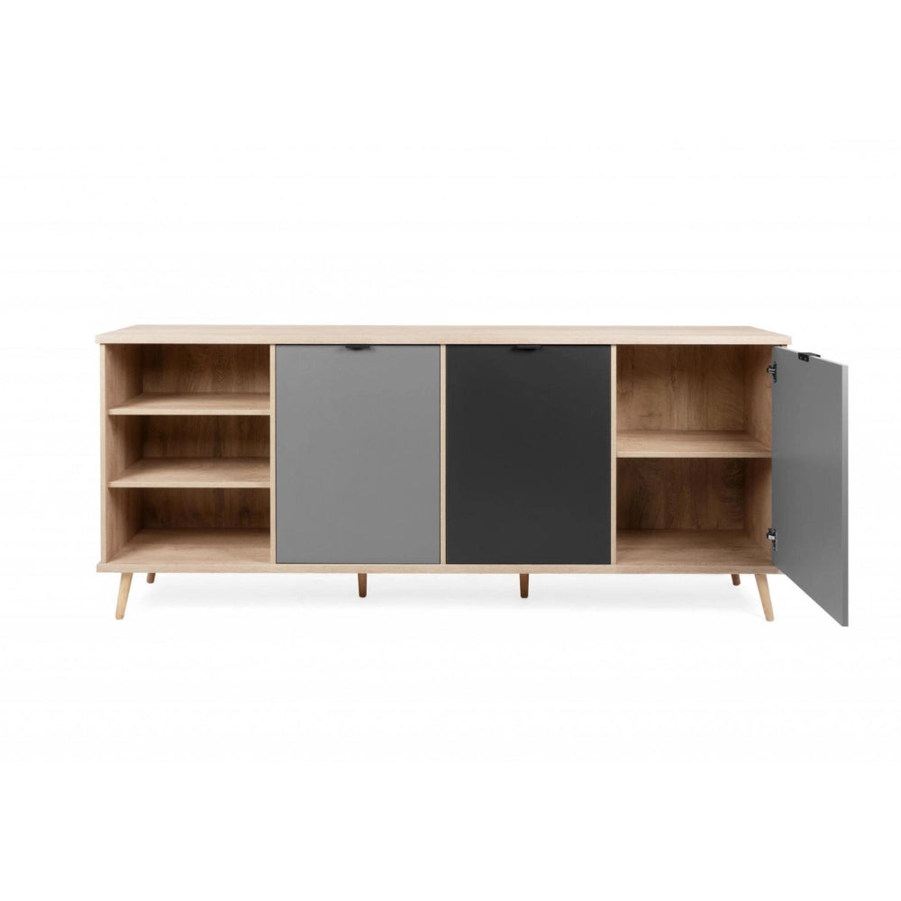 Madia 3 ante vano a giorno 209,6x40x88,3 Epik56 colore rovere antracite grigio