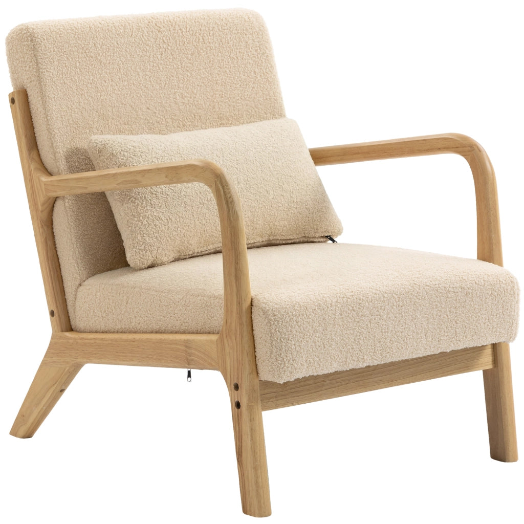 Poltrona relax ¨C zephmum ¨C velluto beige con struttura in legno