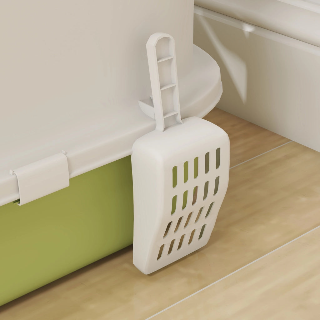 Lettiera Chiusa per Gatti a 2 Porte 40,5x52,5x42,5 cm con Vassoio Estraibile Paletta e Filtri Verde e Bianco