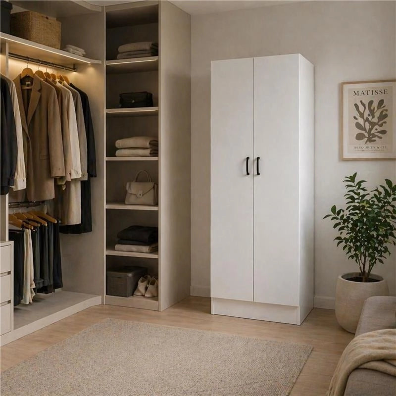 ARMADIO DA ARREDO IN LEGNO BIANCO CON DUE ANTE DIMENSIONI 60X42X180 CM