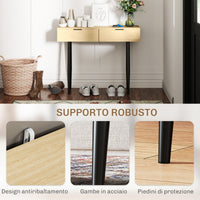 Consolle da Ingresso in Stile Nordico 100x30x80,5 cm in Legno e Acciaio Rovere