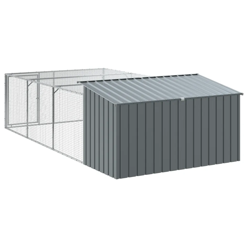 Cuccia per cani con recinto antracite 197x396x110 cm in acciaio zincato