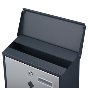 Cassetta postale con vano portagiornale V36 antracite + inox 305 x 105 x 385 mm con vetrino nome