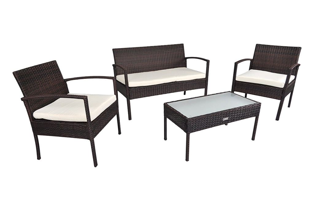 Salotto da giardino in rattan, set di divani da esterno in polyrattan marrone - Martino - RT-M09ZB