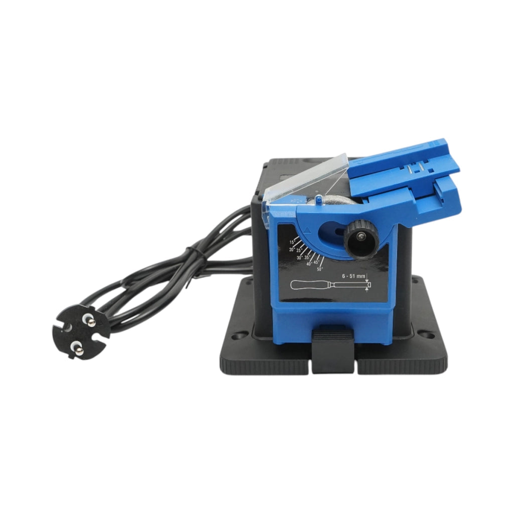 Affilacoltelli elettrico 220V, 65W, 7000 giri/min, angolo 15-50°, larghezza di affilatura 6-51 mm, punte da trapano 3-13 mm, forbici, scalpelli, pialle