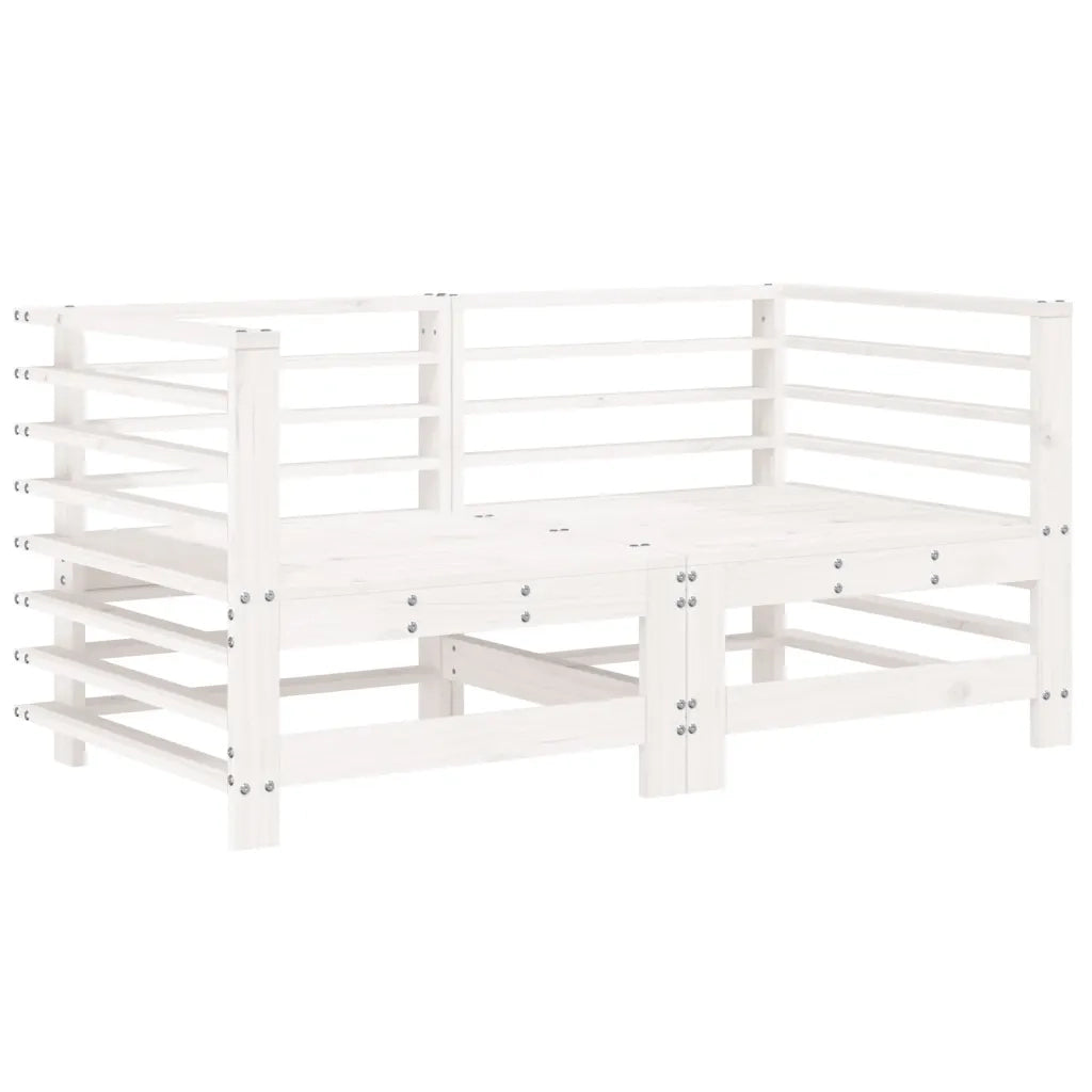 Divano componibile-Divani Angolari con Cuscini 2 pz Legno Massello di Pino Bianco 868790