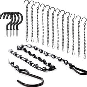 12 set di catene per sospensione di vasi, catene per uccelli, lampioni, cartelli pubblicitari, vasi e bacheche scolastiche (50 cm, 12 pezzi, hanger in nero)