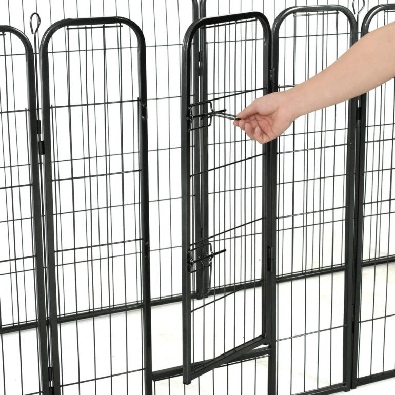 Recinto circolare box per cani Ezooza Bytom con 8 pannelli acciaio da 80 x 100 cm cadauno