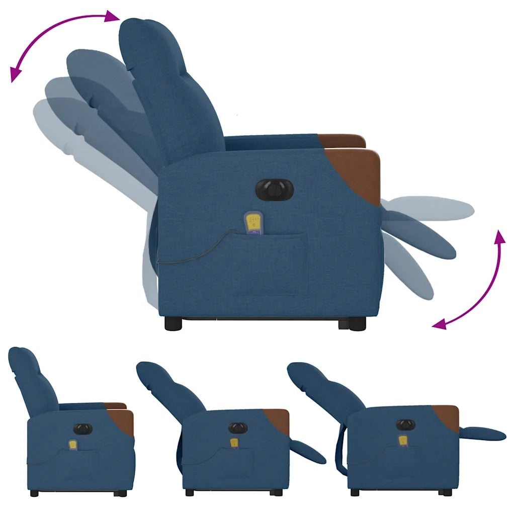 Poltrona Alzapersona Massaggi Elettrica Reclinabile Blu Tessuto 3324036
