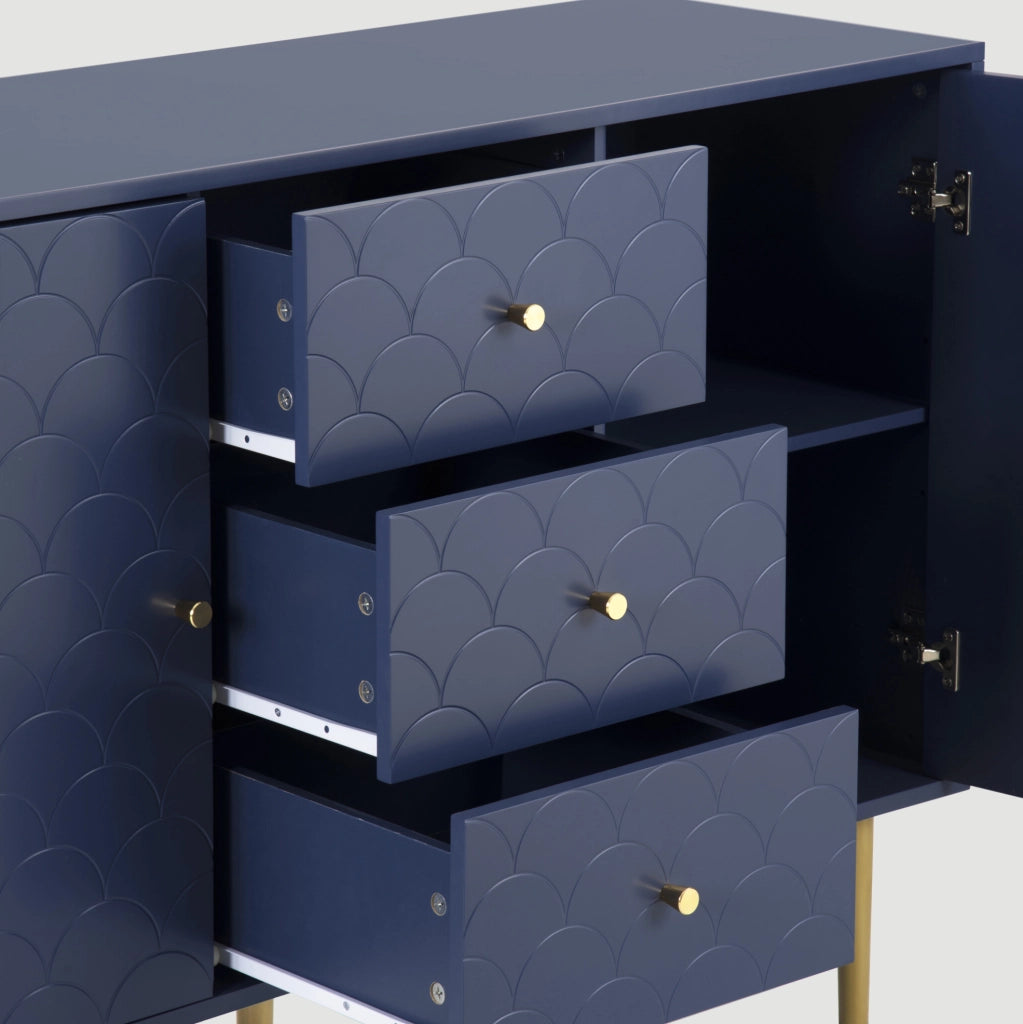 Credenza marina 120 cm con 2 ante, 3 cassetti e ripiano regolabile