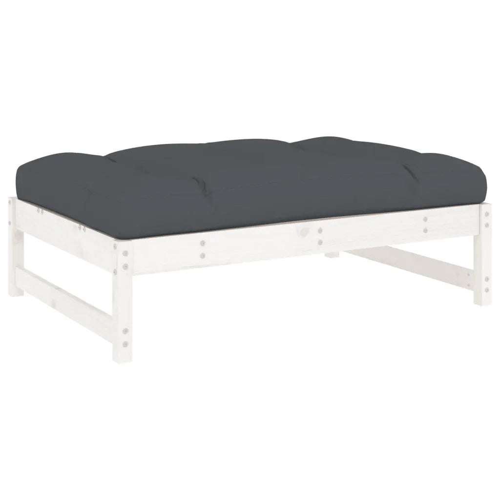 Set Divani da Giardino 6pz con Cuscini in Legno Massello Bianco 3186124