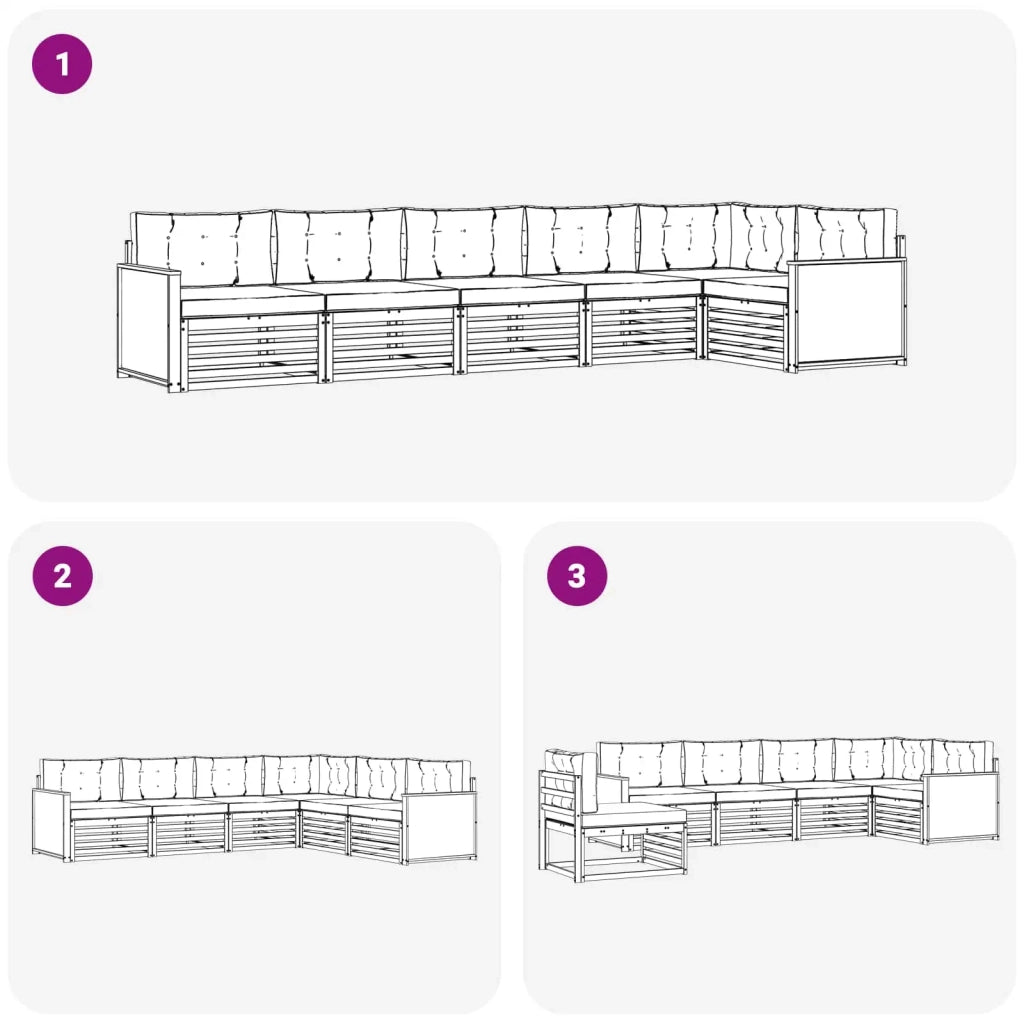 Set di divani da esterno 6 pz Naturale e Beige 3383416