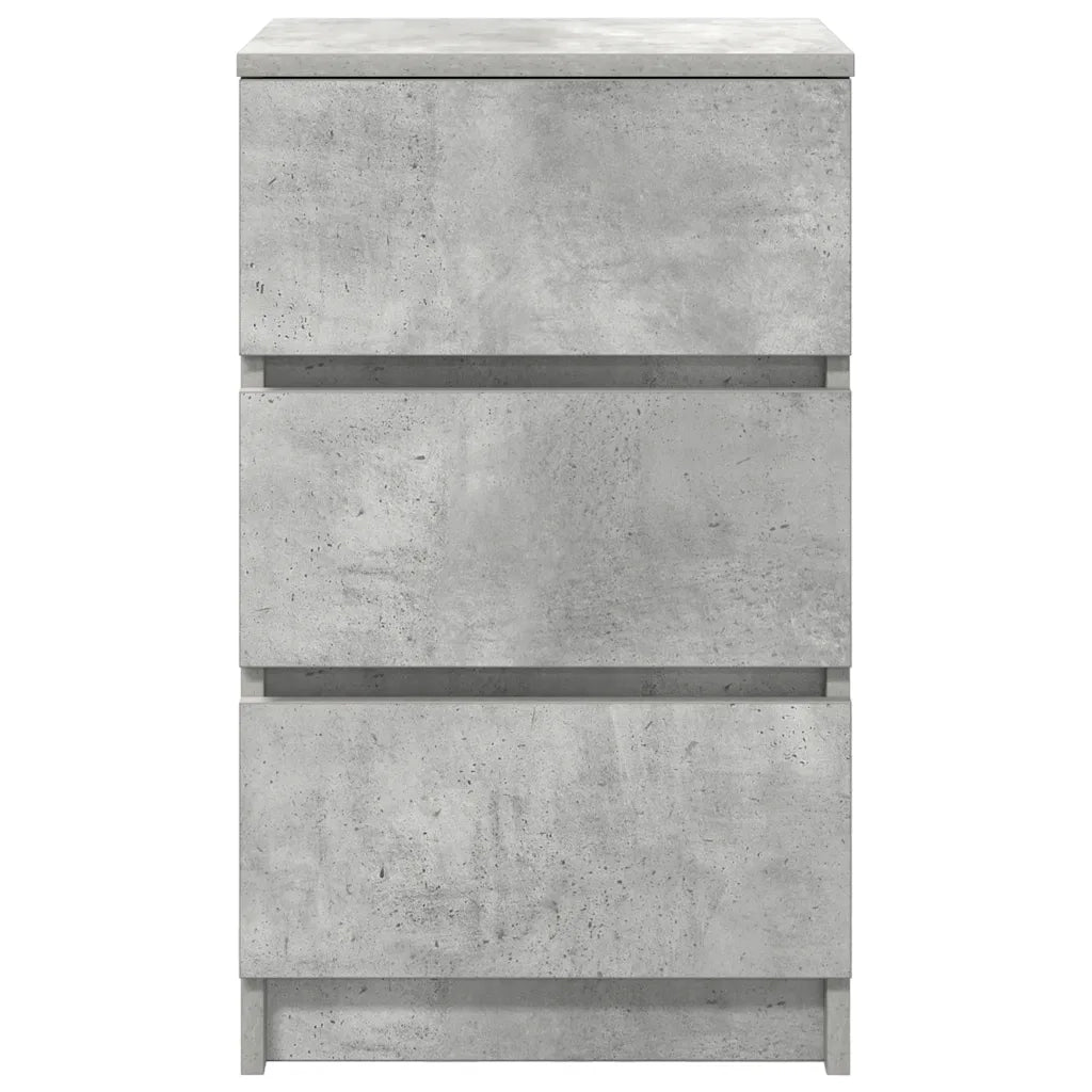 Set di 2 Comodini | Armadio da Notte | Mobiletto da notte con 3 Cassetti Grigio Cemento 39x35x65 cm