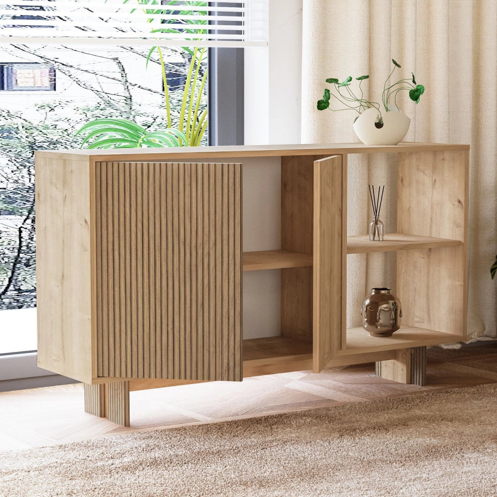 Credenza in legno "Ravello" - 140 x 35 x 80 cm - Beige