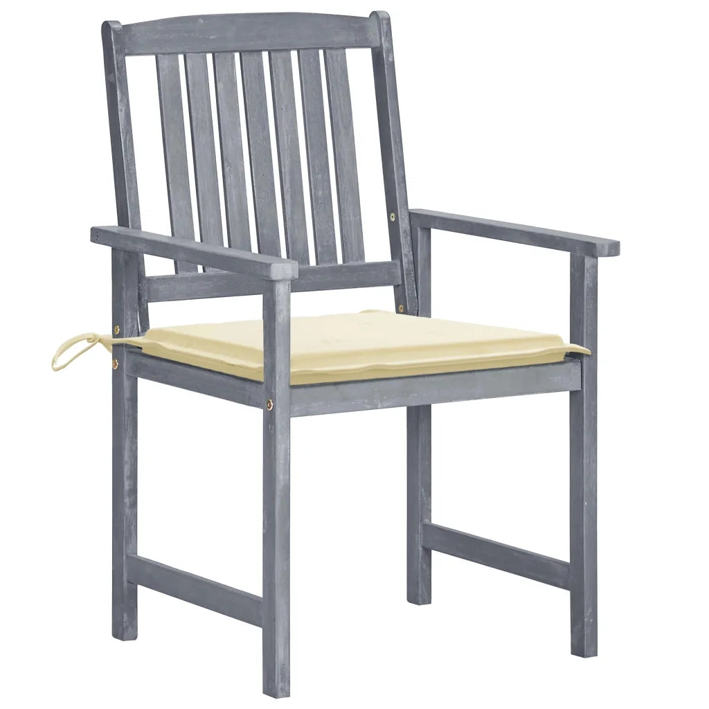 Sedie da Giardino con Cuscini 6 pz in Massello di Acacia Grigie cod mxl 76245