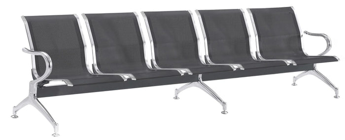 Panca per Sala Attesa 5 Posti in Acciaio da Ufficio Tosini Nero