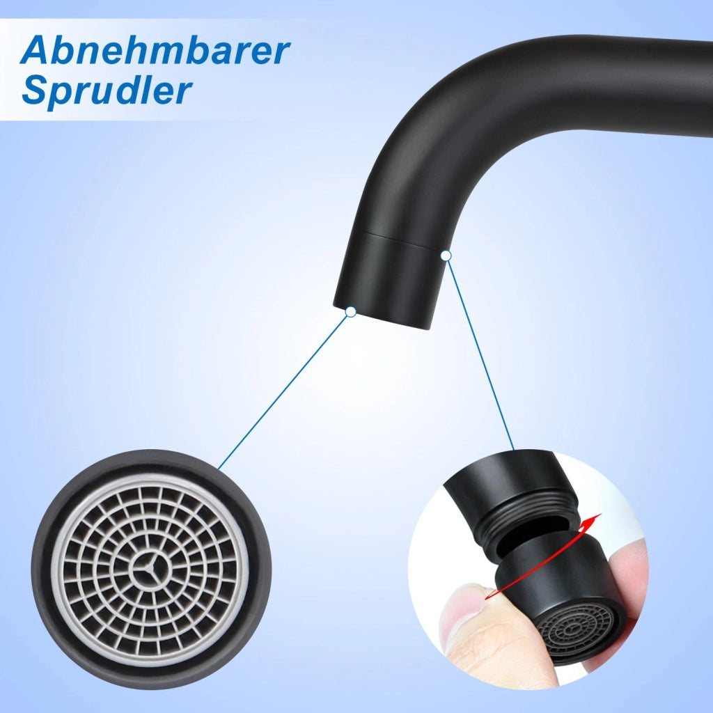 ZMH Rubinetto Lavabo Acciaio Inossidabile Nero Miscelatore Monocomando Alta Pressione Acqua Calda Fredda Per Bagno