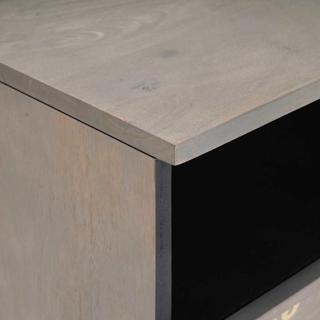 Mobile porta TV rettangolare moderno 80 x 33 x 46 cm elegante con pomelli in ottone in legno di mango grigio 02_0057885