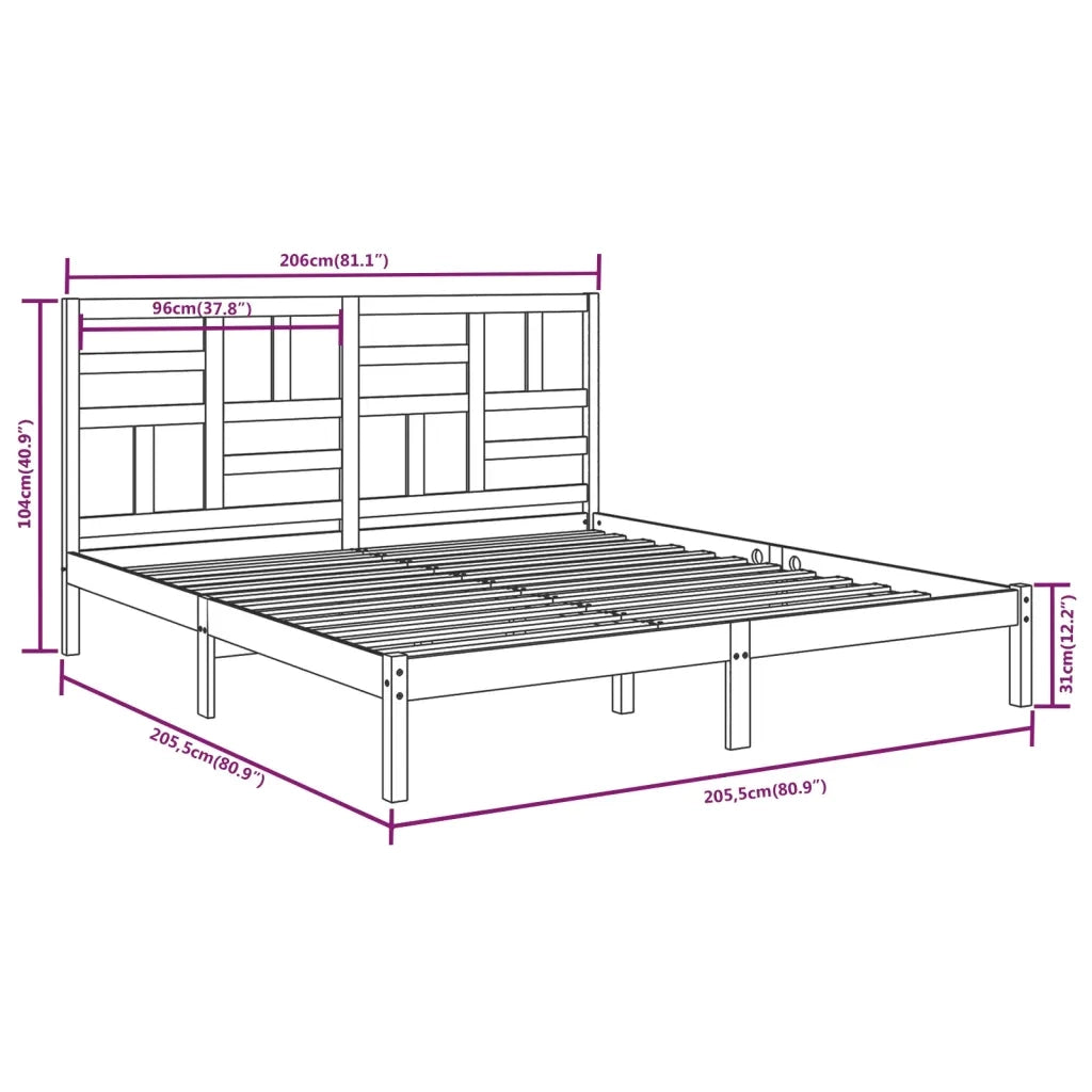 Giroletto senza Materasso in Legno Massello 200x200 cm 3105970