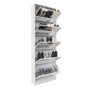 Scarpiera con specchio 63x19，6x185 cm in MDF bianco per ingresso
