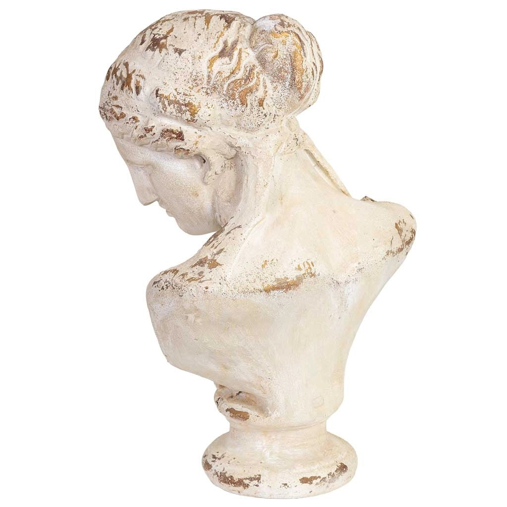 Figura decorativa, busto in magnesio bianco, cm 43x34x66h