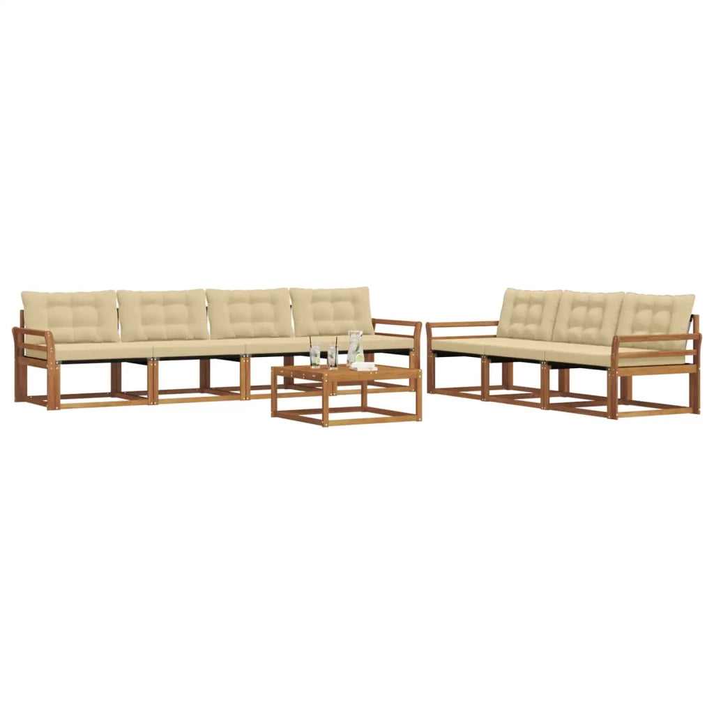 Set di divani da esterno con cuscino 8 pcs Naturale e Beige 3369268