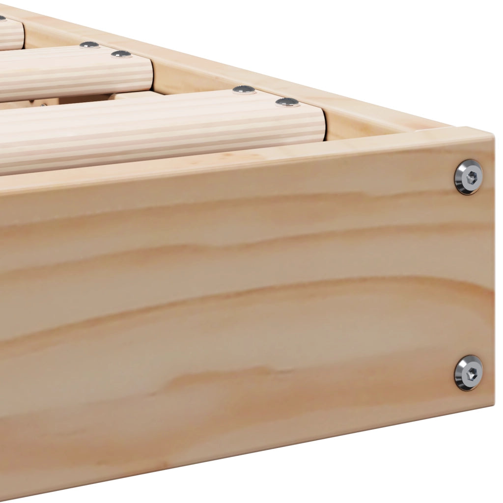 Struttura letto a pavimento  Bianca 100x220 cm in legno massello di pino