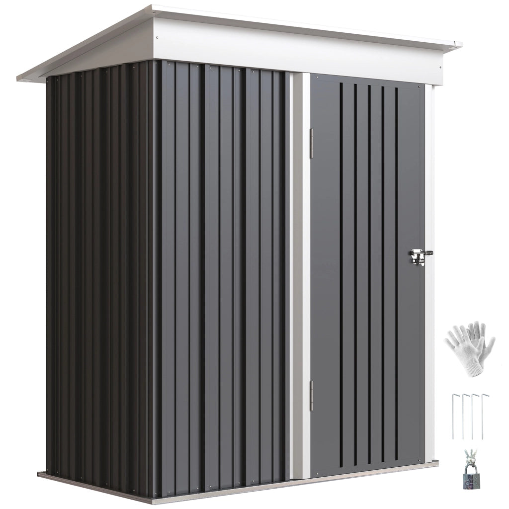 Capanno per attrezzi da giardino in acciaio ondulato ¨C zephmum ¨C colore grigio scuro