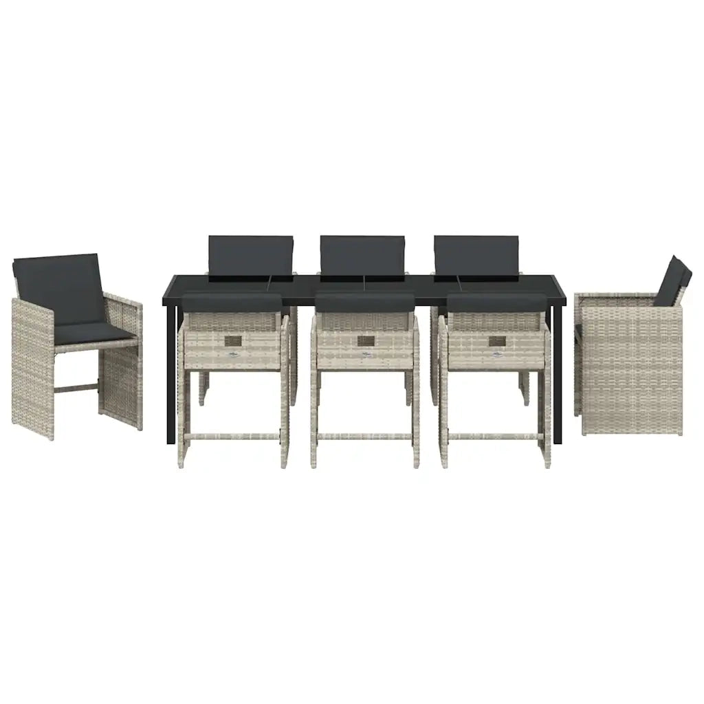 Set da Pranzo per Giardino 9 pcs Grigio chiaro polyrattan 3380708
