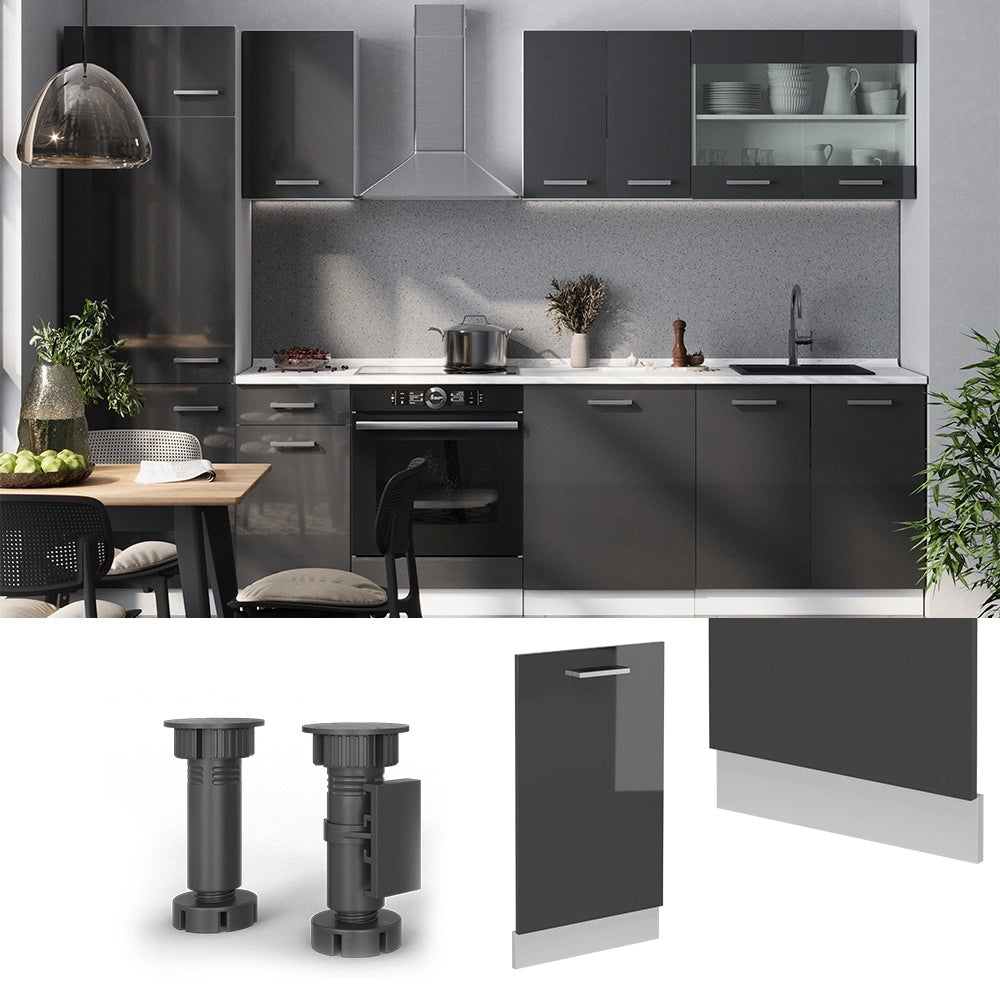 Pannello frontale della lavastoviglie R-Line Antracite lucido/Bianco 45 cm senza piano di lavoro Vicco