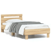 Giroletto senza Materasso con Testiera-Struttura letto con testiera Rovere Sonoma 90x200 cm 959715