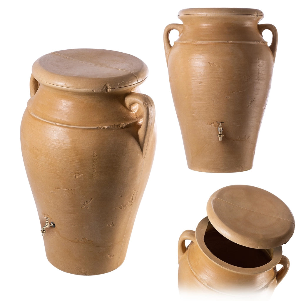 Serbatoio per acqua piovana KADAX da 300 litri, contenitore per acqua con rubinetto e coperchio per giardino.