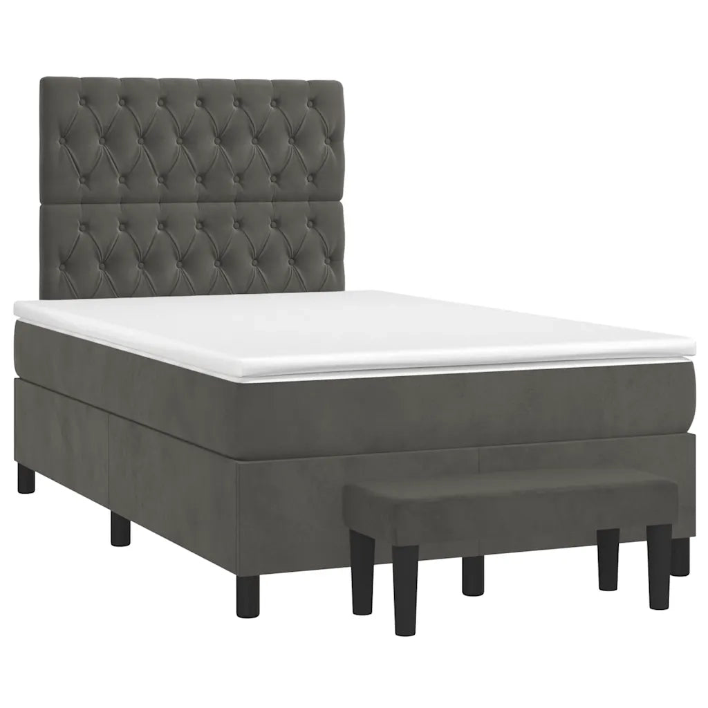 Giroletto a Molle con Materasso Grigio Scuro 120x190 cm Velluto 3270488